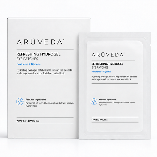 ARÜVEDA Refreshing Hydrogel Eye Patches branded product packaging