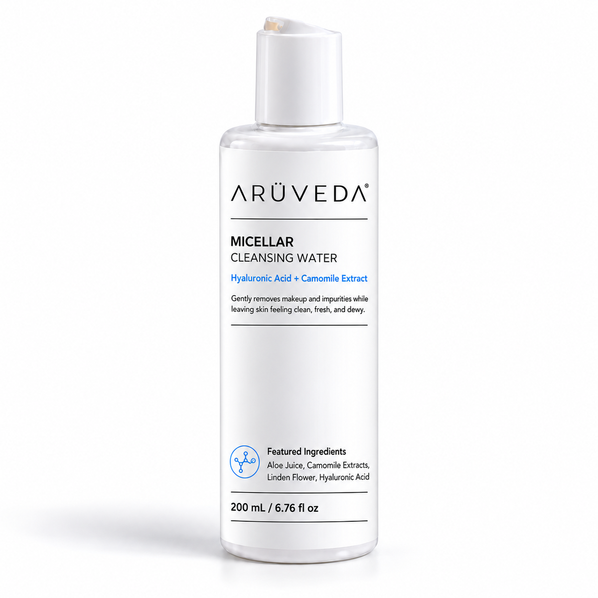 ARÜVEDA Micellar Cleansing Water branded product packaging