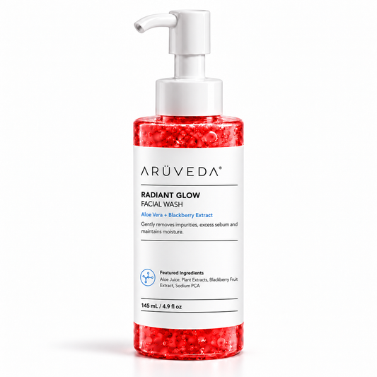 ARÜVEDA Radiant Glow Facial Wash branded product packaging